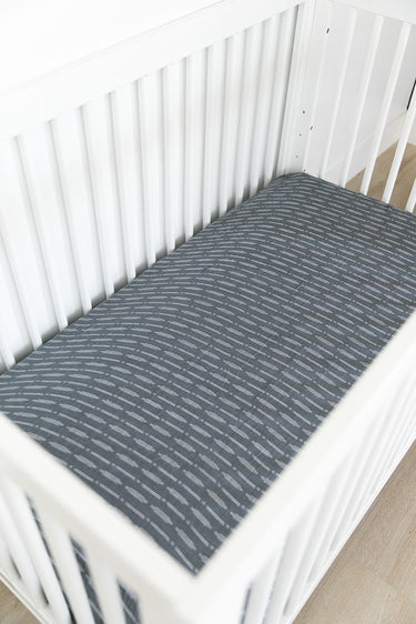Mebie Baby Muslin Crib Sheet, Dusty Blue Horizon